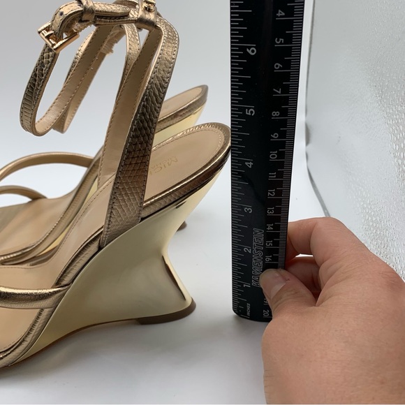 NWB Michael Kors Nadina Metallic Lizard Embossed Leather Wedge Sandal 8.5M 1893 - Picture 6 of 11